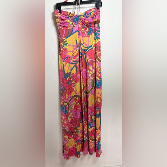 Trina Turk colorful maxi dress halter strapless resort size 8 - Picture 1 of 7
